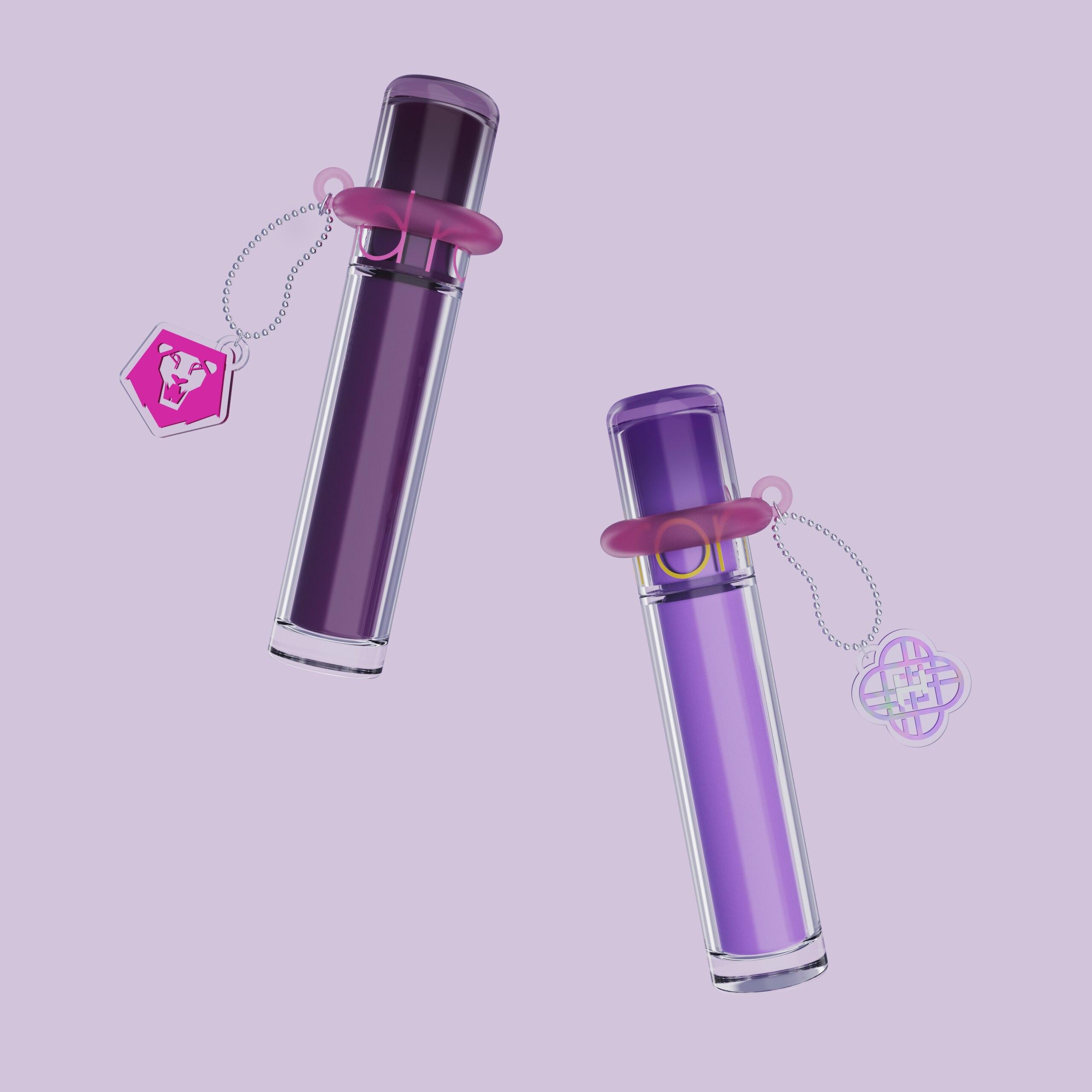 Two lip glosses with matching charm keychains
