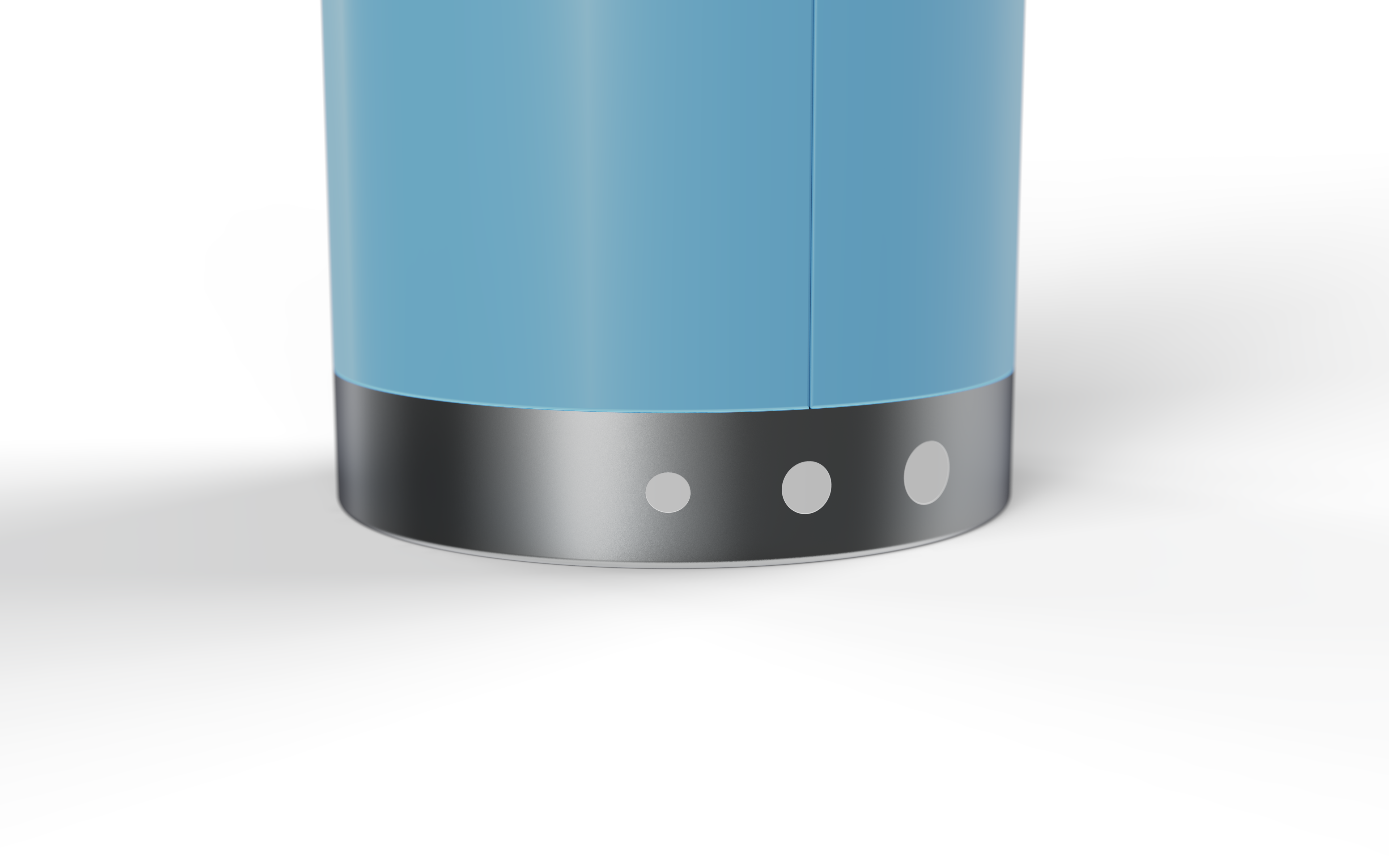 Close-up of the grinder's metal base ring and grind-setting indicator lights